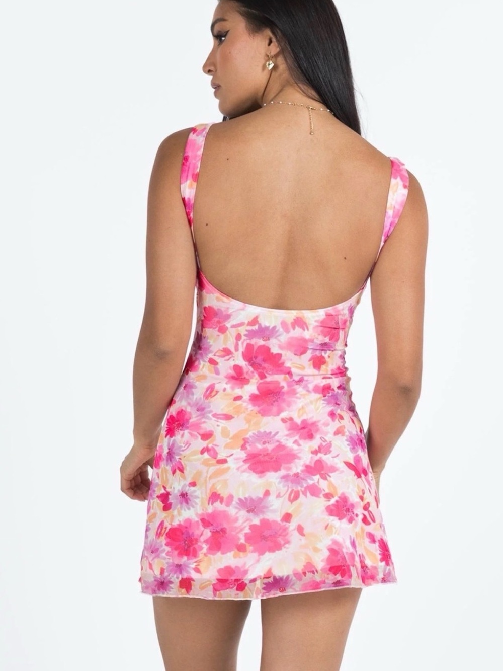 Princess Polly Pink Floral Backless Mini Dress